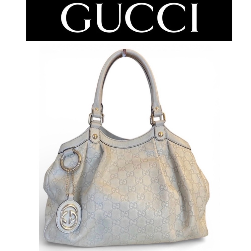 GUCCI Guccissima Sukey Grey Leather Tote Bag, Authentic, Vintage. GUC